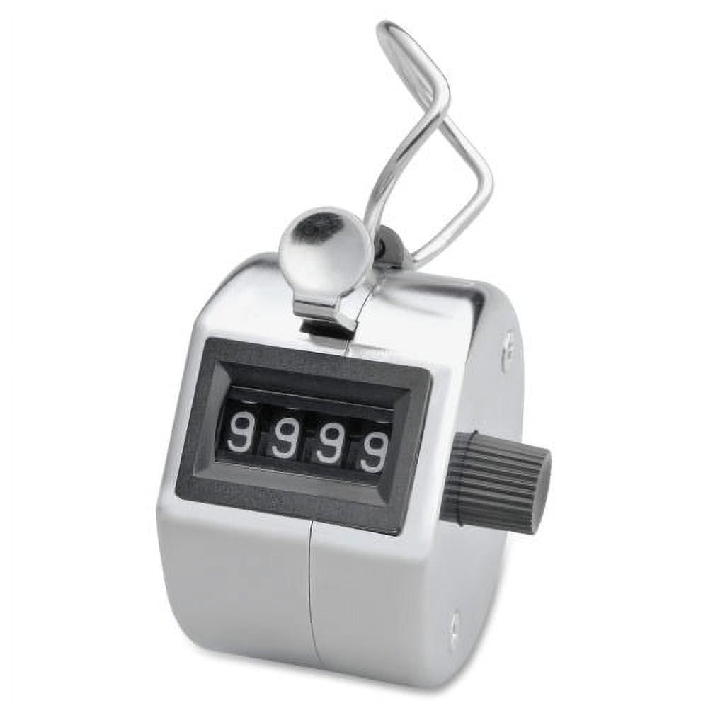 Silver Chrome-Plated Steel 4-Digit Finger Ring Tally Counter