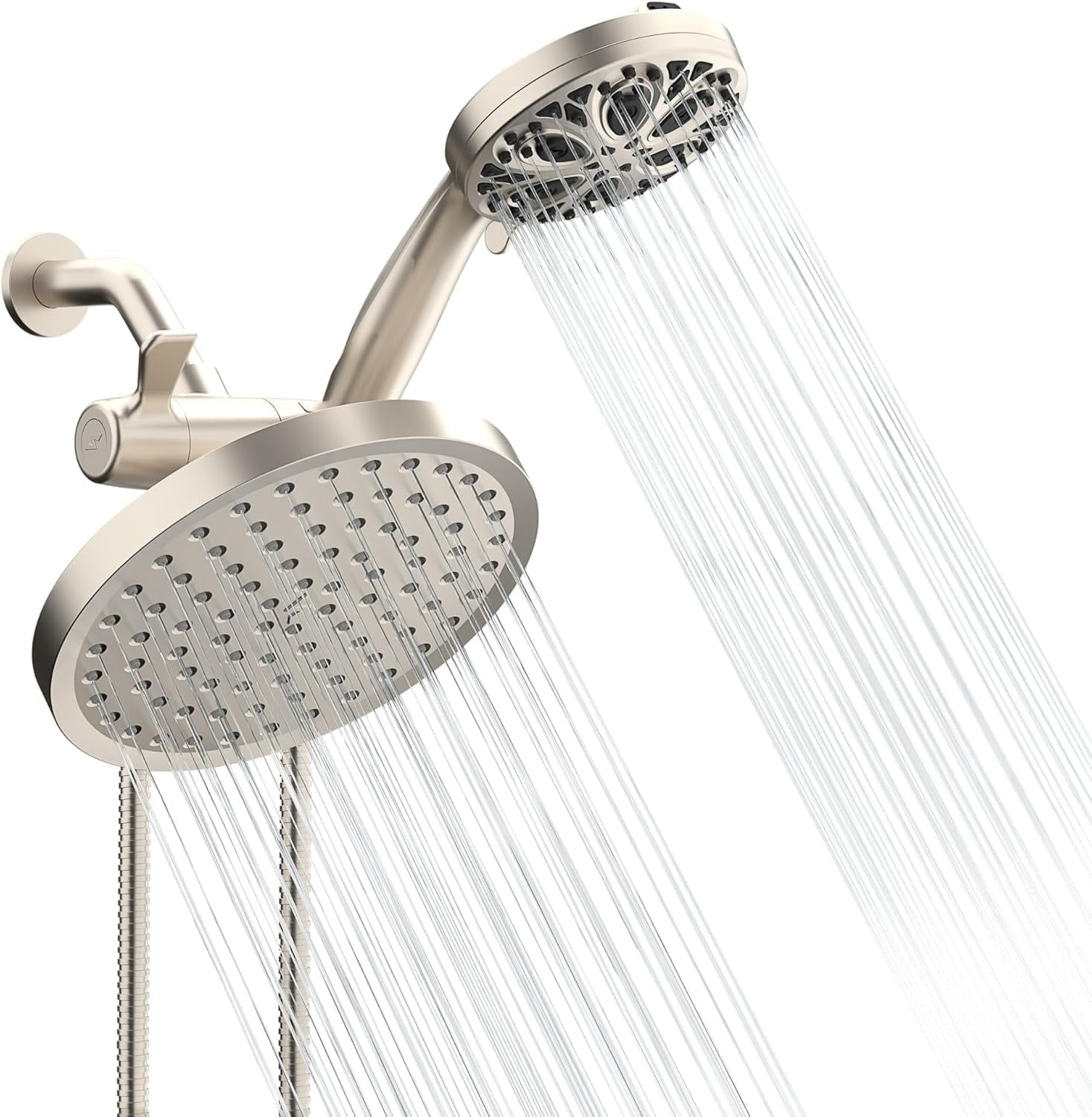 Brushed Nickel Dual Head Wall Mounted Shower System