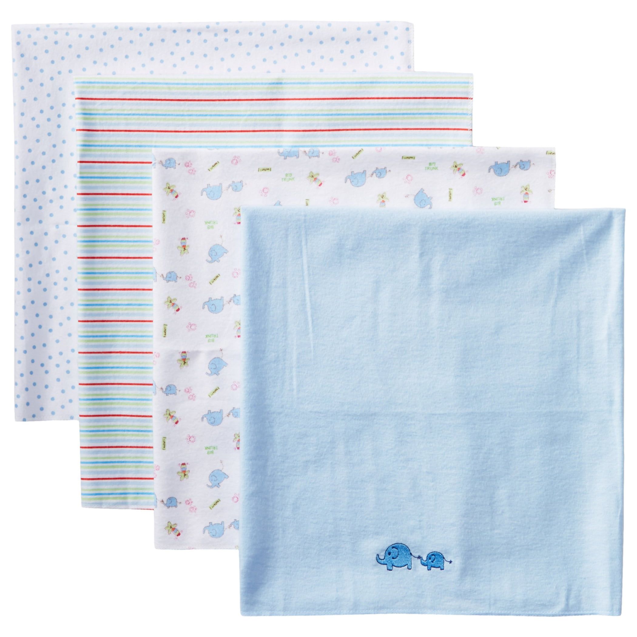 Spasilk Blue Elephant 100% Cotton Flannel Baby Receiving Blanket Set