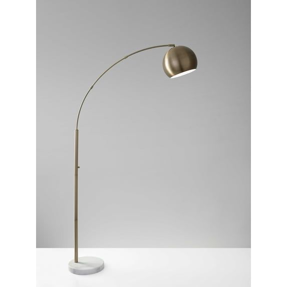 78" Brass Arc Floor Lamp with White Marble Base