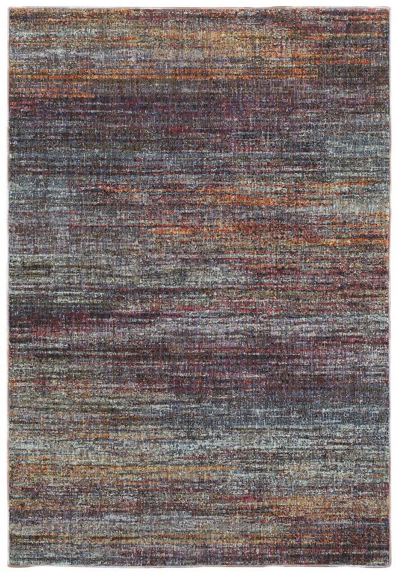 Gray Multicolor Synthetic Oriental Rectangular Rug