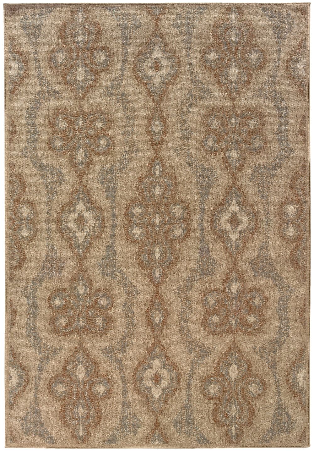 Chloe Blue and Beige Synthetic Rectangular Area Rug 4' x 6'