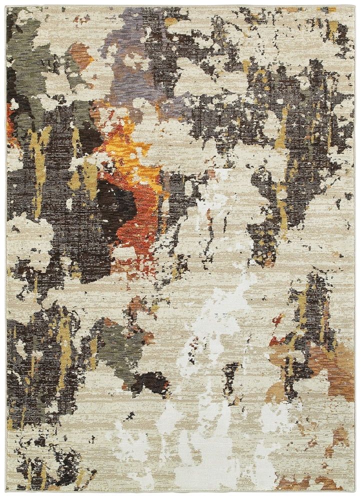 Evolution Harmony Beige-Charcoal 5'3'' x 7'3'' Synthetic Area Rug