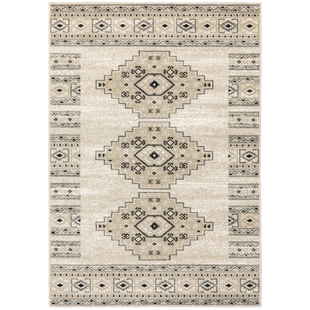 Modern Gray Viscose 5' x 7' Easy-Care Rectangular Area Rug