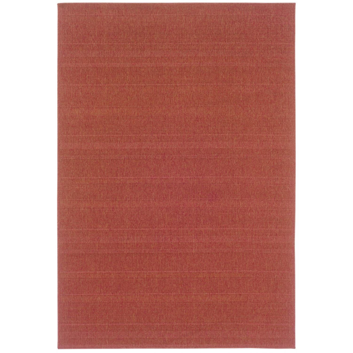 Round Red Synthetic Easy Care Stain-Resistant Rug