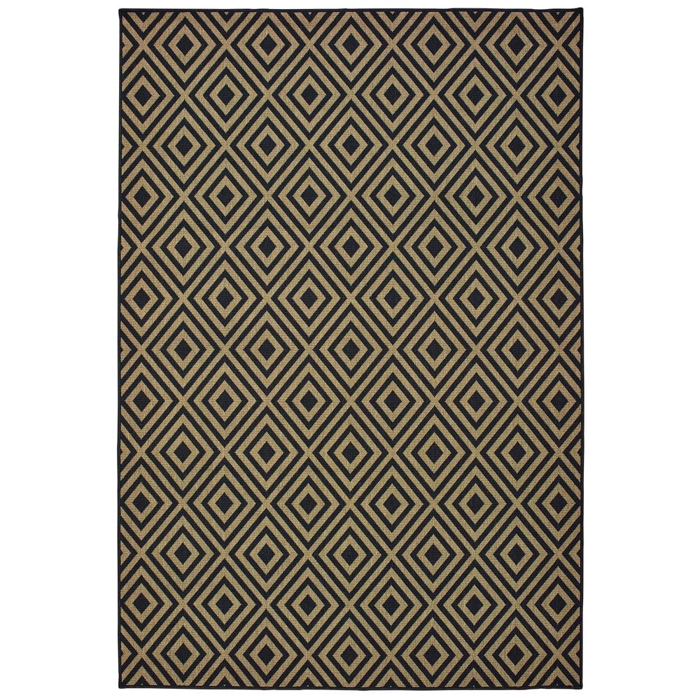 Marina Black Geometric Outdoor Indoor Area Rug 5'3" x 7'6"