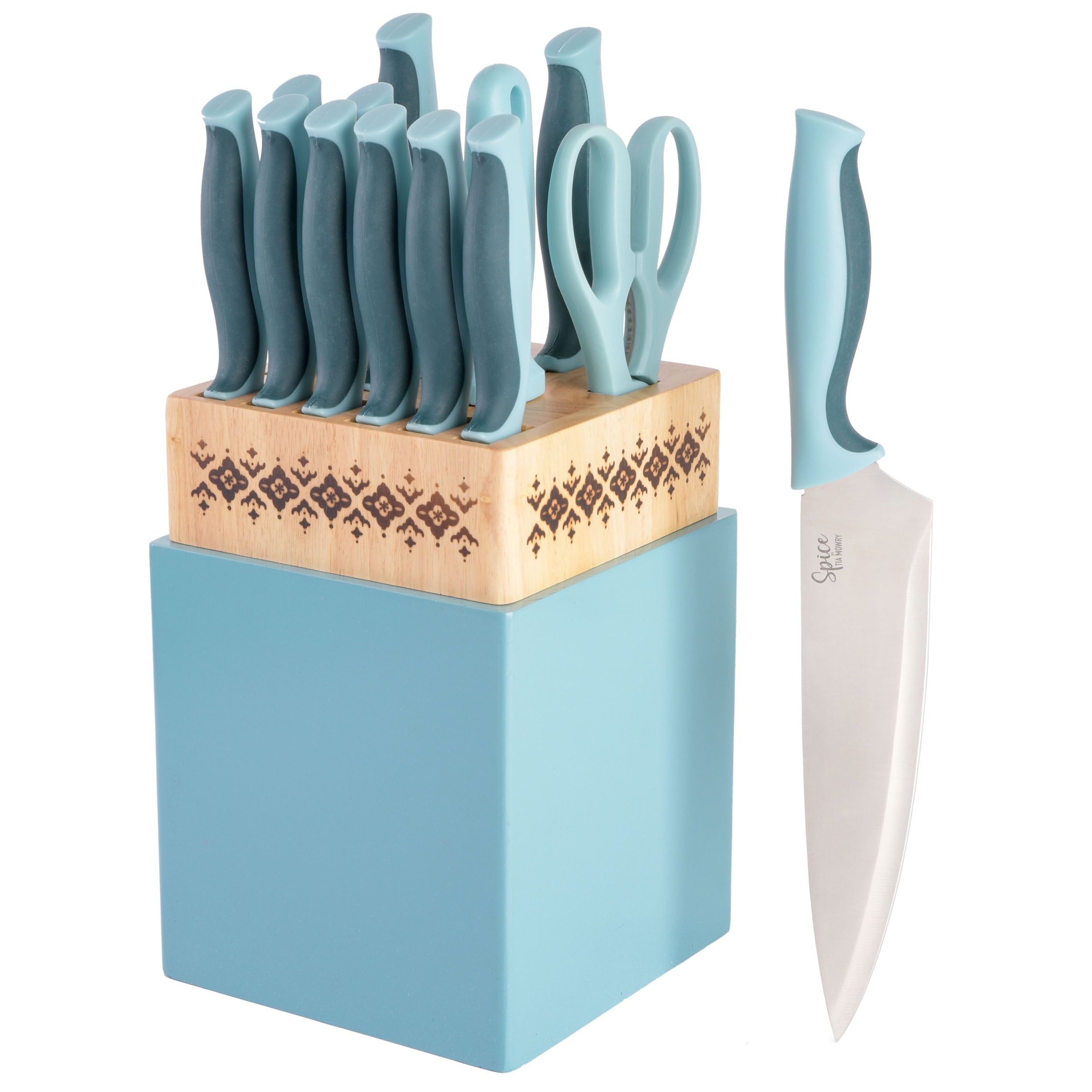 Savory Saffron 14-Piece Aqua Blue Stainless Steel Cutlery Set