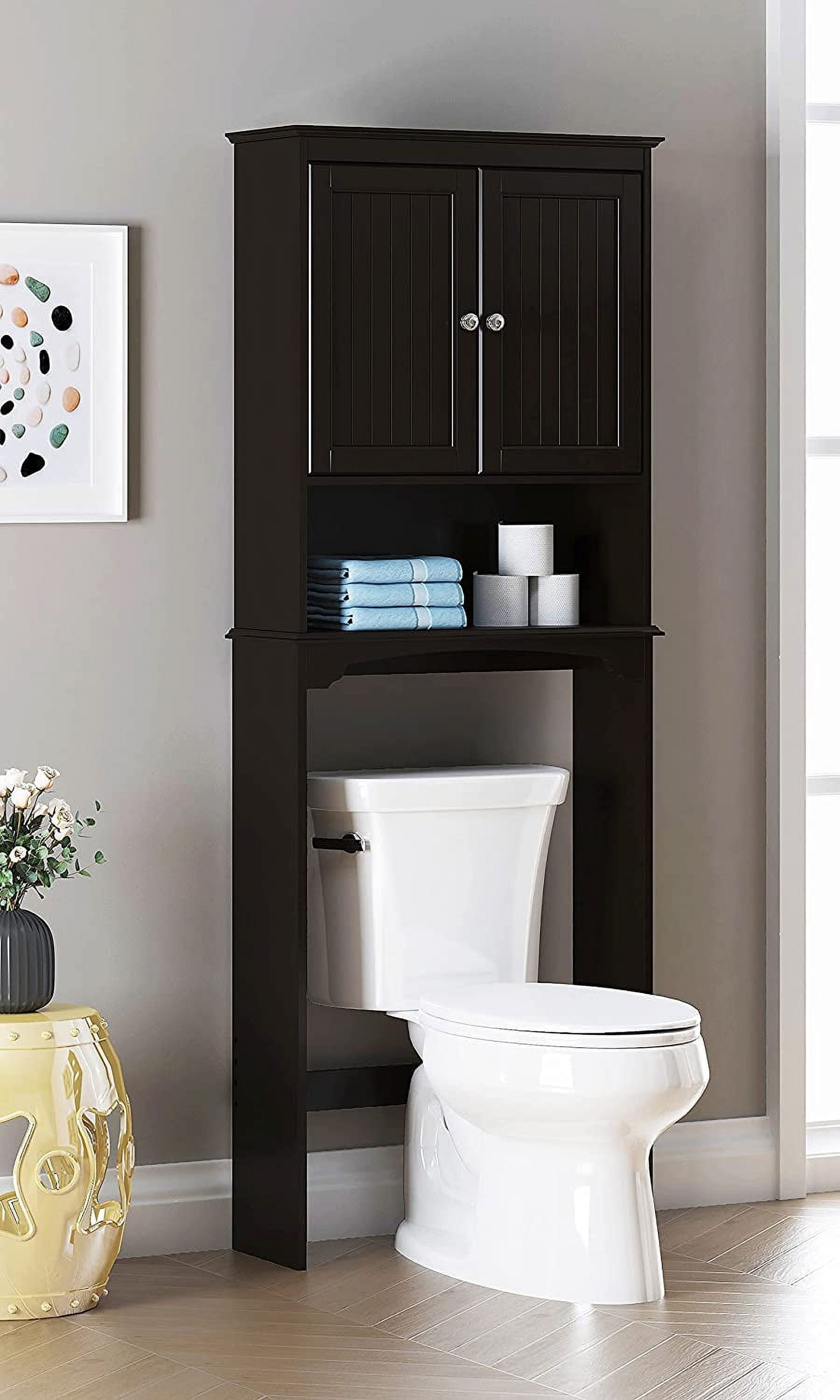 Espresso Over-the-Toilet Storage Cabinet with Adjustable Shelves