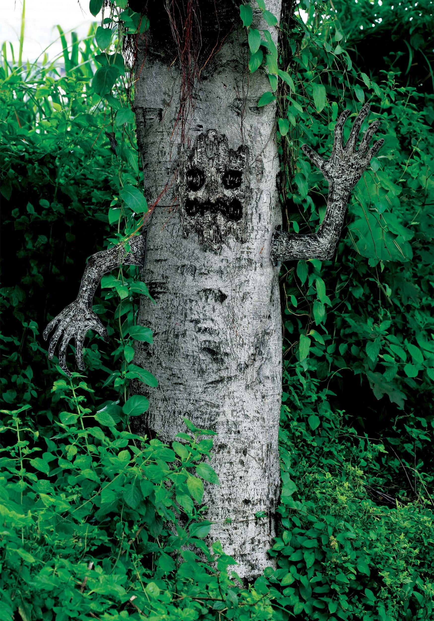 Spooky Brown Tree Face and Arms Outdoor Decoration