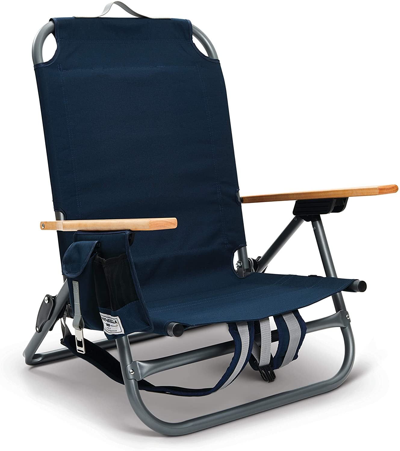 Navy Blue Lightweight Aluminum Folding Backpack Beach Chair