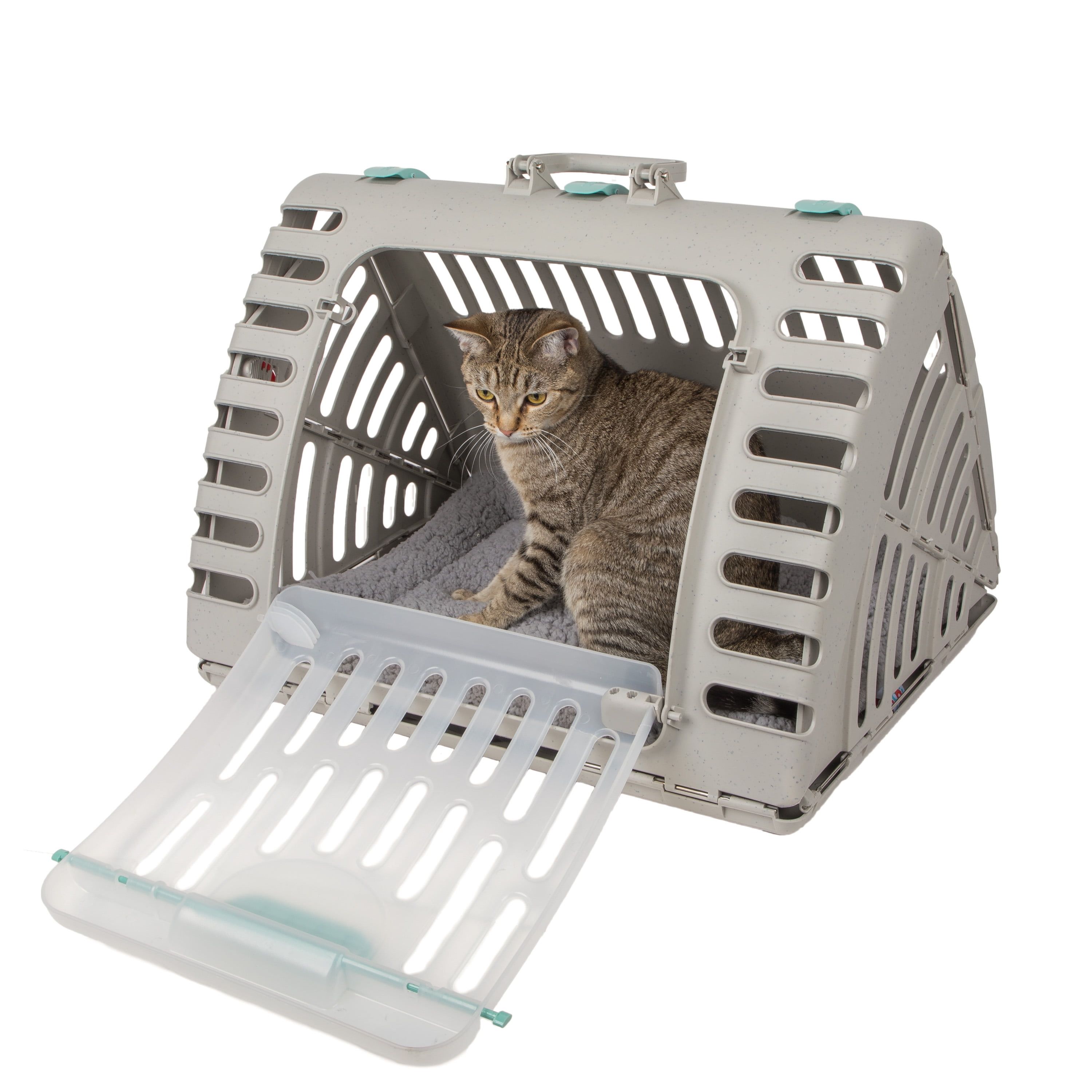 Extra Large Gray Soft-Sided Cat Carrier with Bed