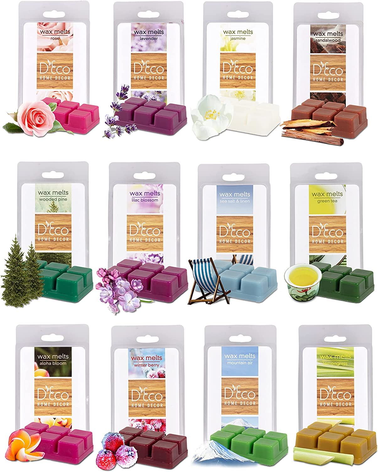 Assorted Scented Wax Melts Variety Pack - 12 Fragrances