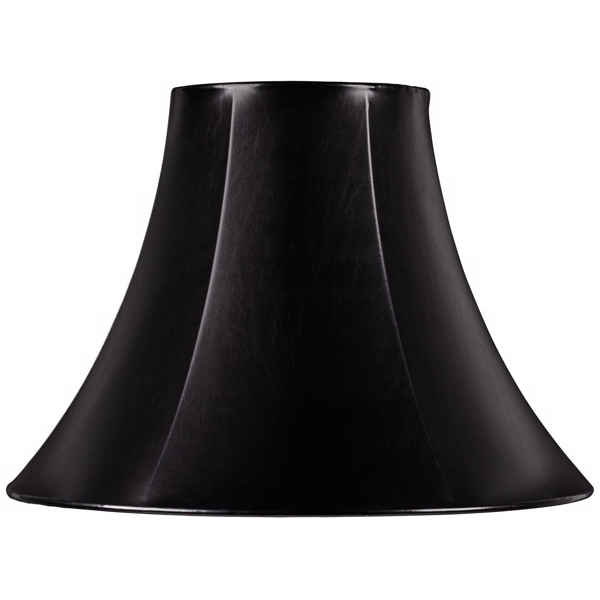 Black Faux Leatherette Medium Bell Lamp Shade with Brass Fitter