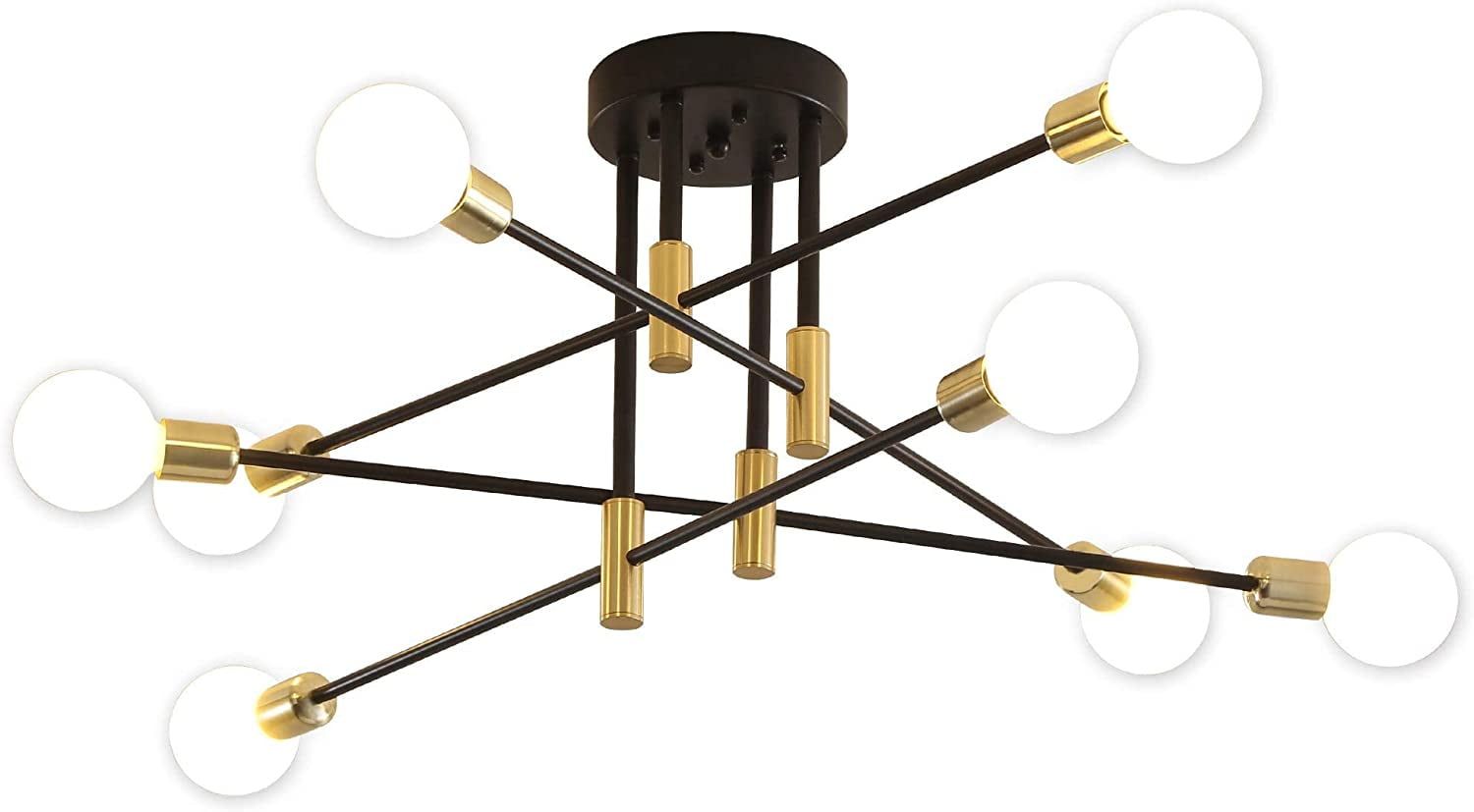 Black Sputnik Mid-Century Modern LED Chandelier with Dimmable Switch