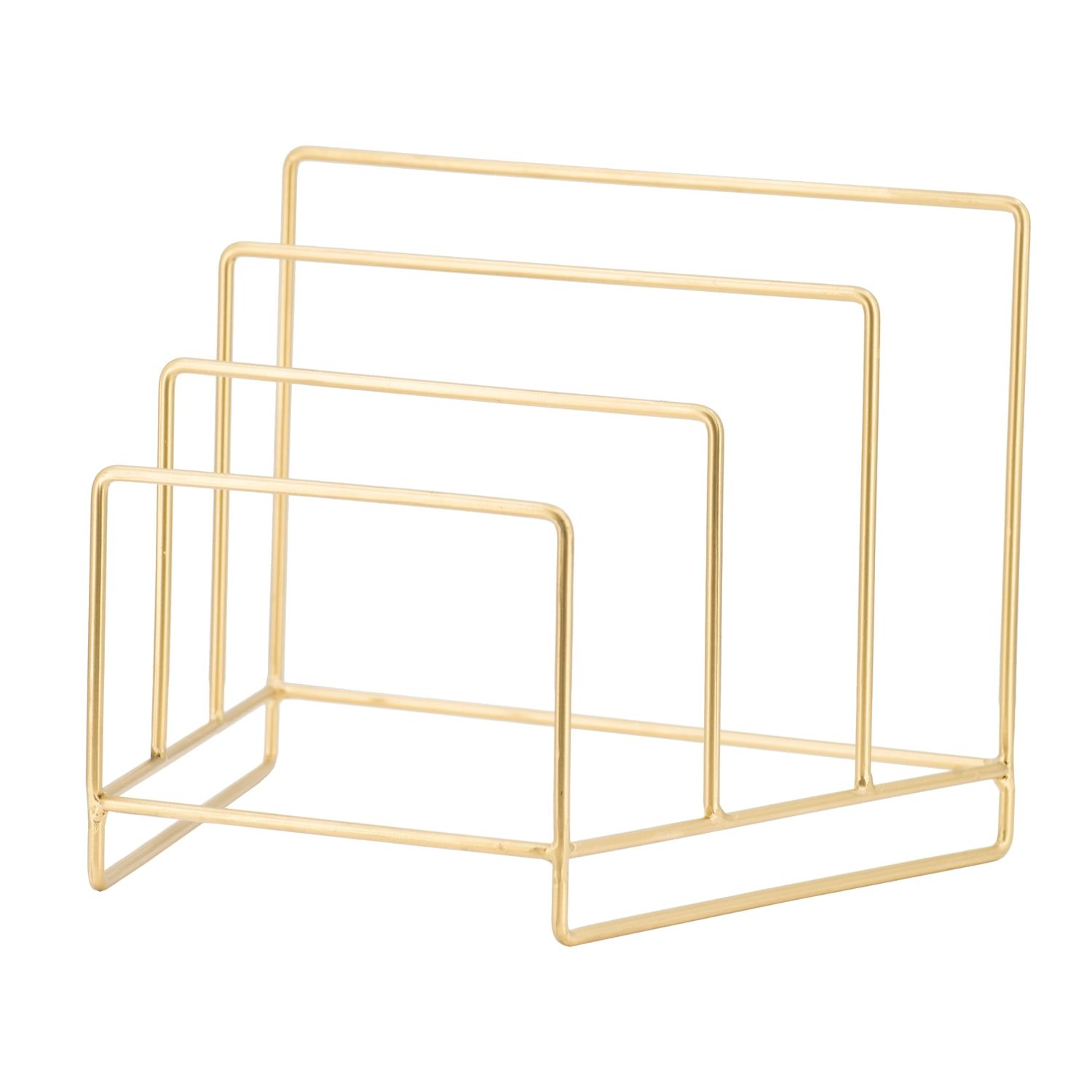 Gold Finish Square Metal Magazine Rack