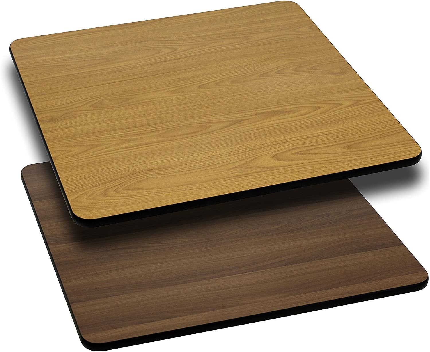 24" Square Reversible Natural/Walnut Laminate Table Top