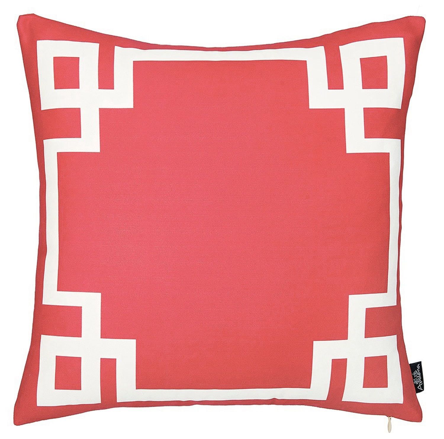 Red and White Geometric 18" Square Polyester Pillow Cover