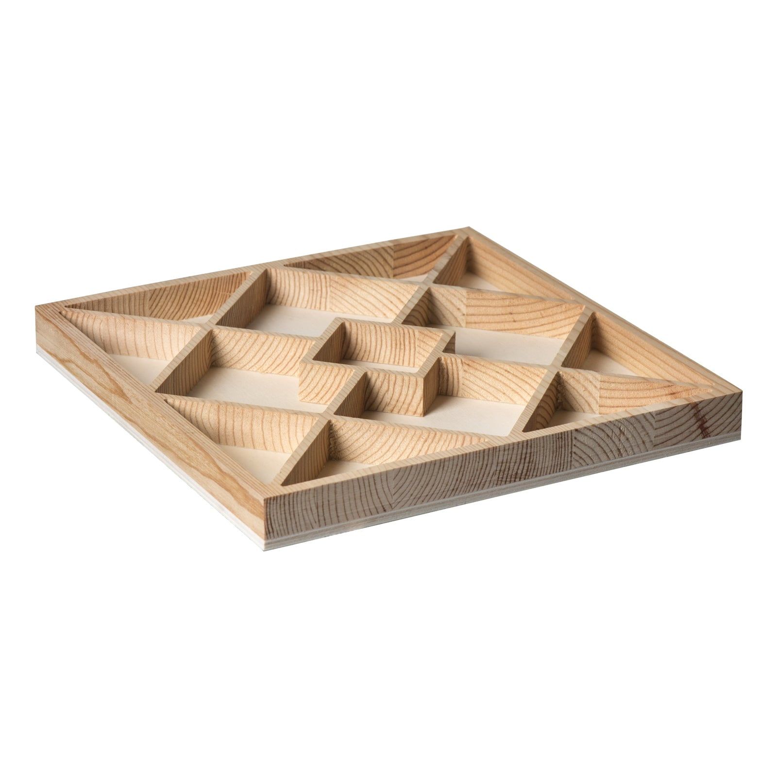 Natural Wood Square Sectional Trays 2-Pack 10"x10"