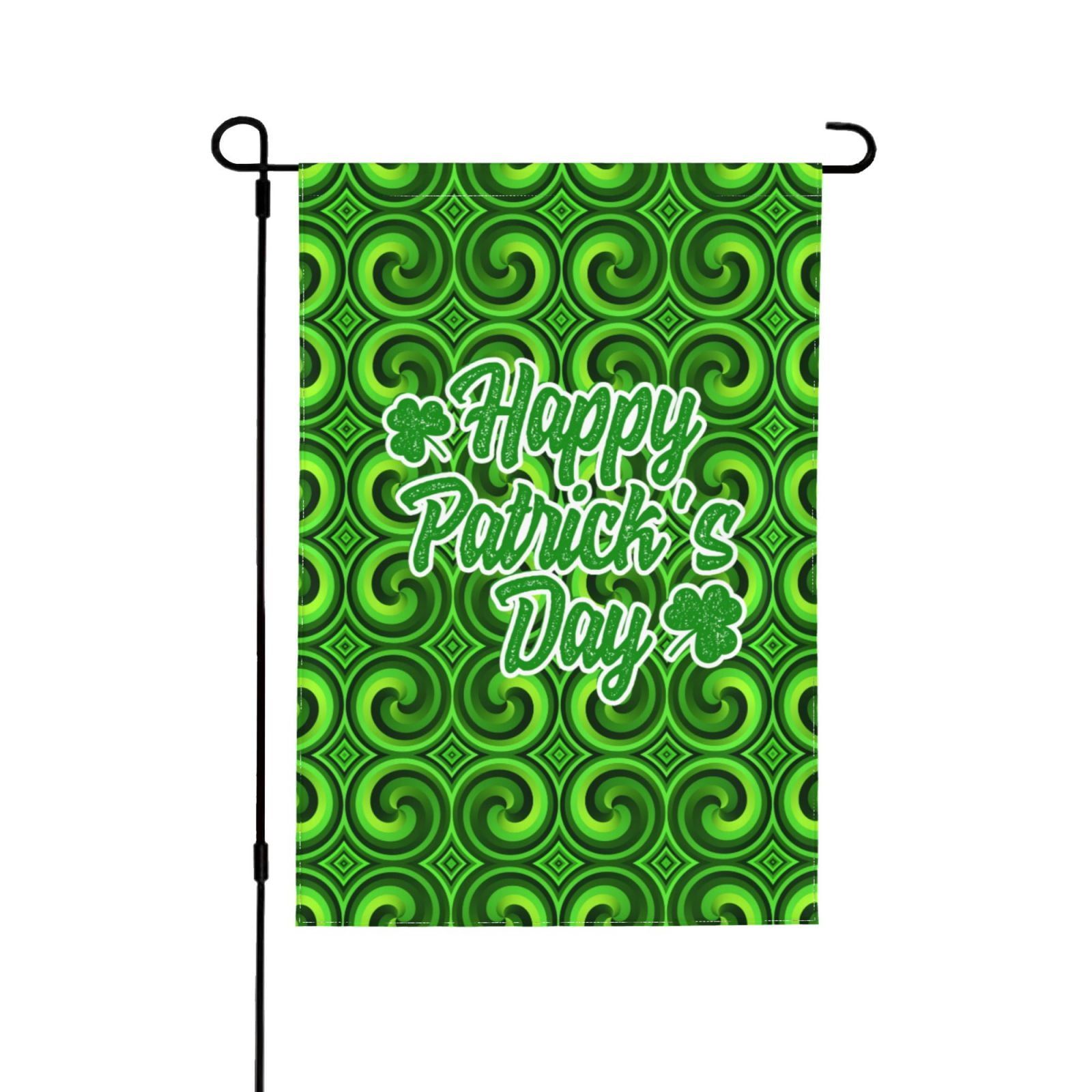 Green Psychedelic St. Patrick's Day Garden Flag, 12.5" x 18"