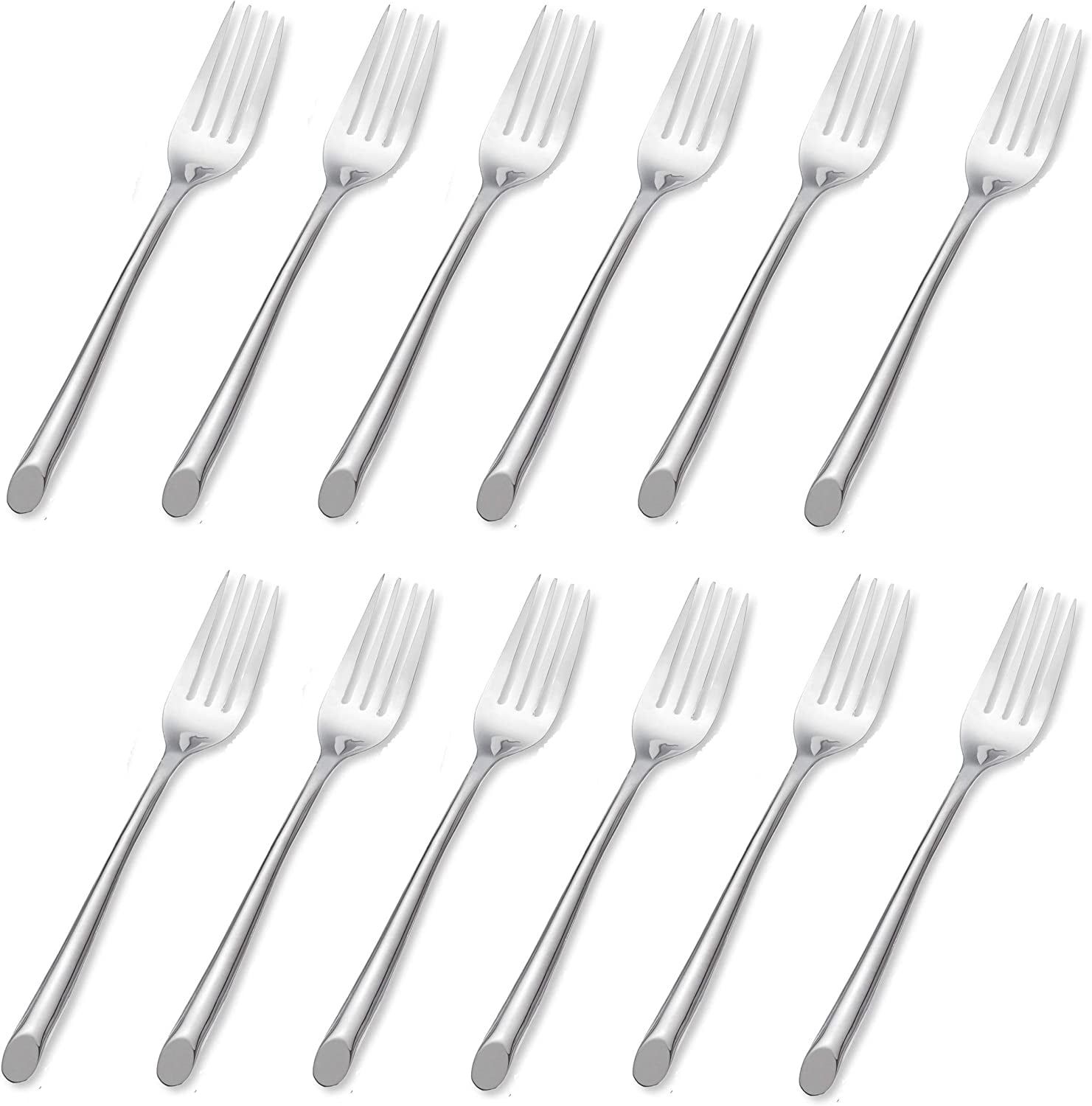 Wave Glossy Stainless Steel Dinner Fork Set of Twelve