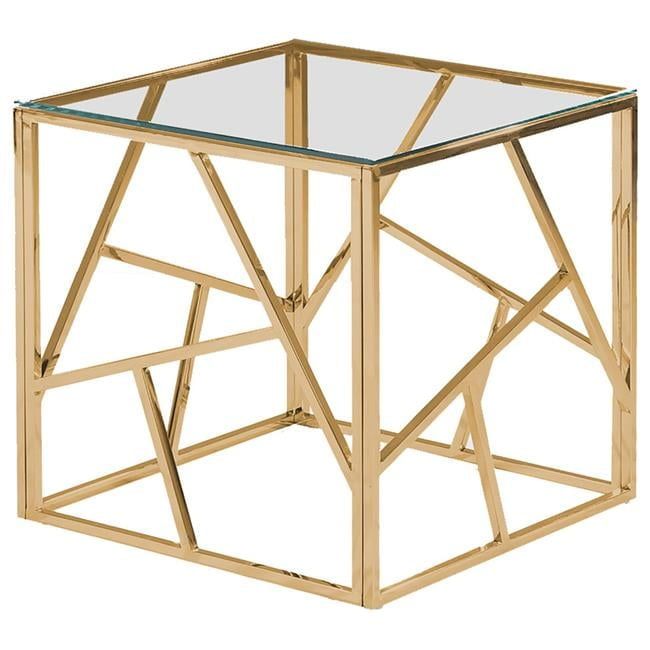 Morganna Gold Stainless Steel and Glass Square End Table