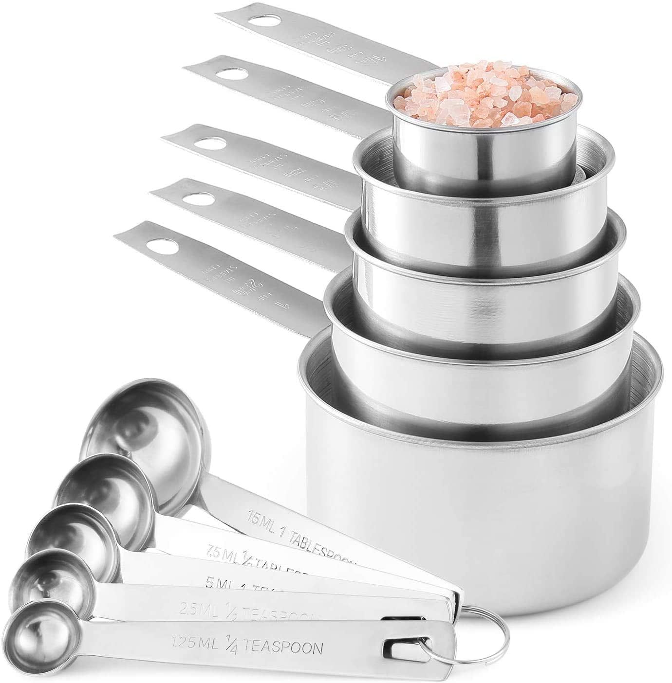 Stainless Steel 10-Piece Measuring Cup and Spoon Set