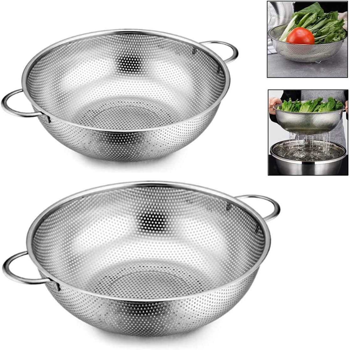 Heavy Duty Stainless Steel Micro-Perforated Colander Set with Handles