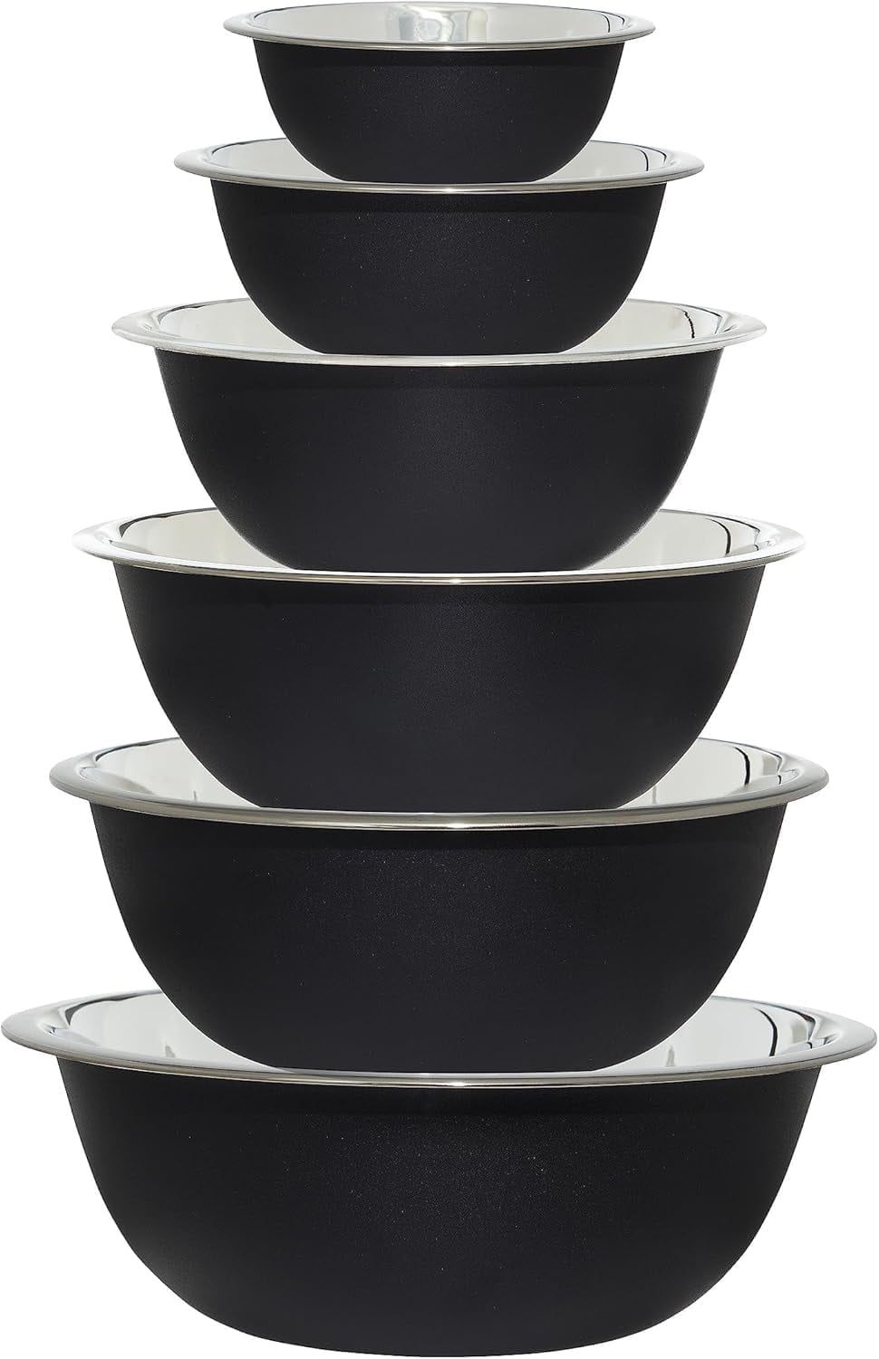 Black Stainless Steel 6-Piece Nesting Mixing Bowls Set