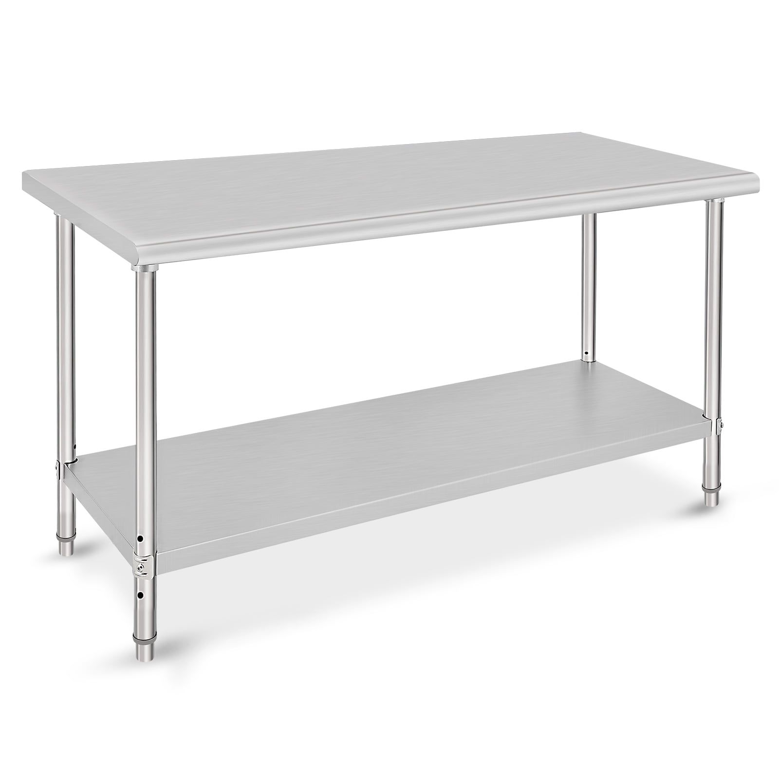 Silver Stainless Steel 60" Prep and Work Table with Undershelf