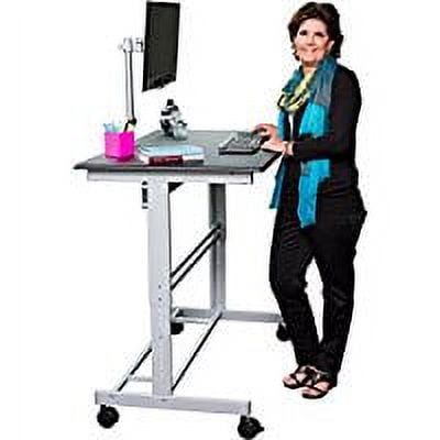 Matte Black Adjustable Height Standing Desk with Drawer and Monitor Mount