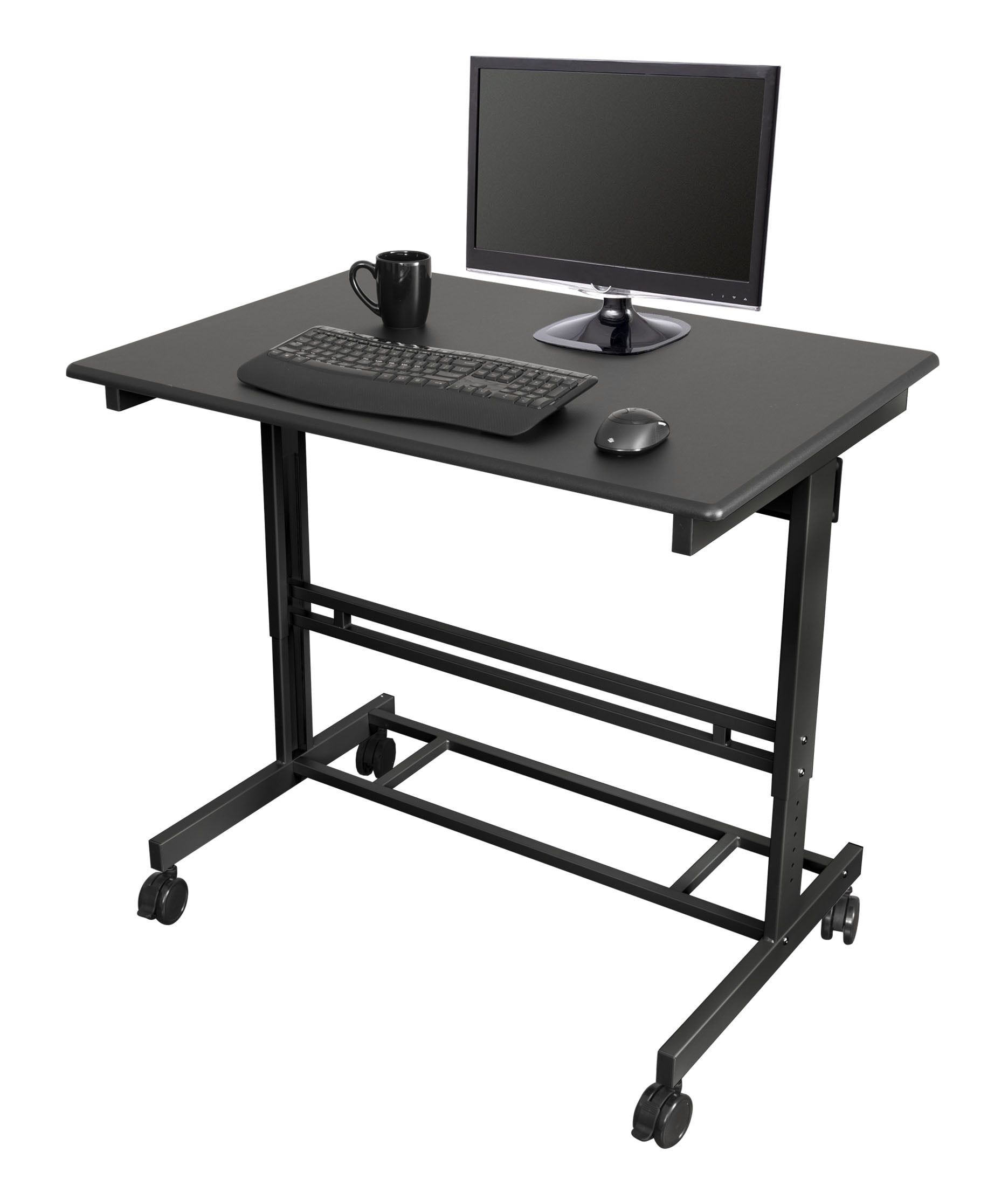 Rolling Black Steel Adjustable Height 44" Standing Desk