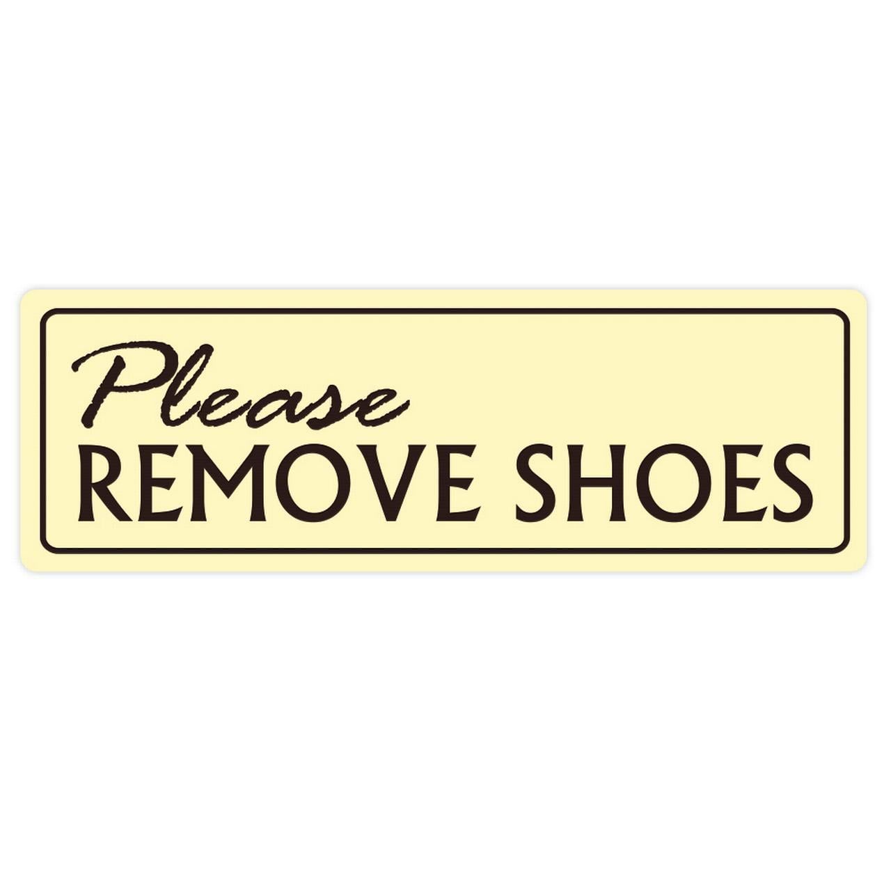 Ivory and Dark Brown Small Please Remove Shoes Sign