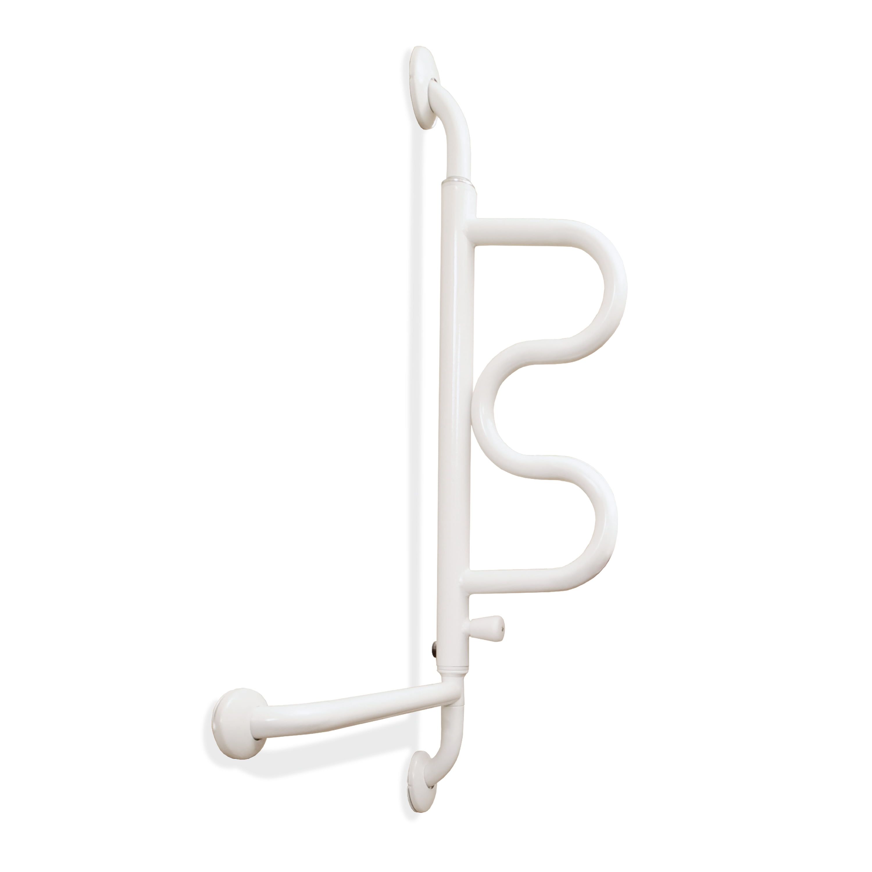 White Stainless Steel Pivoting Bathroom Grab Bar