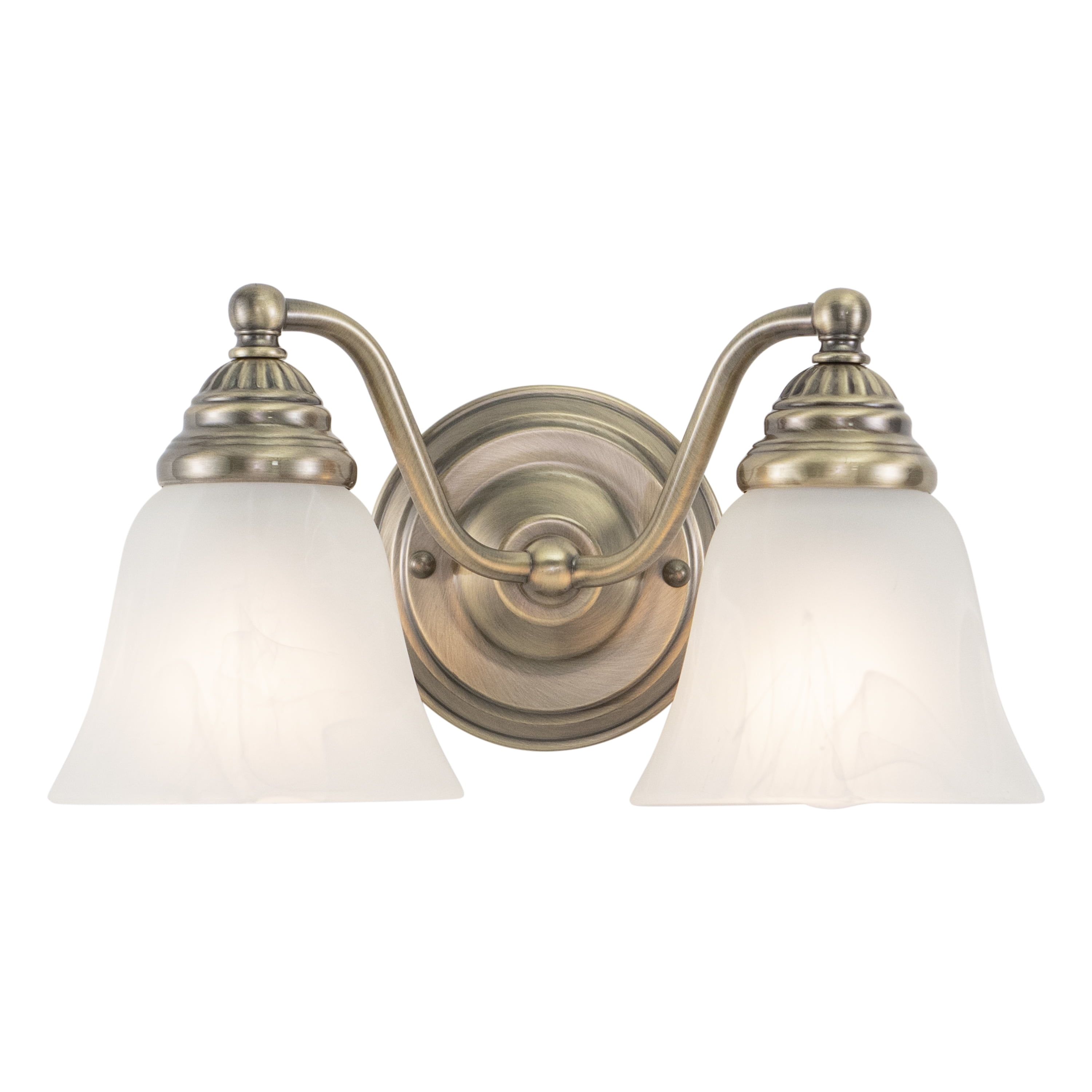 Elegant Antique Brass Vanity Light with Alabaster Glass Shades