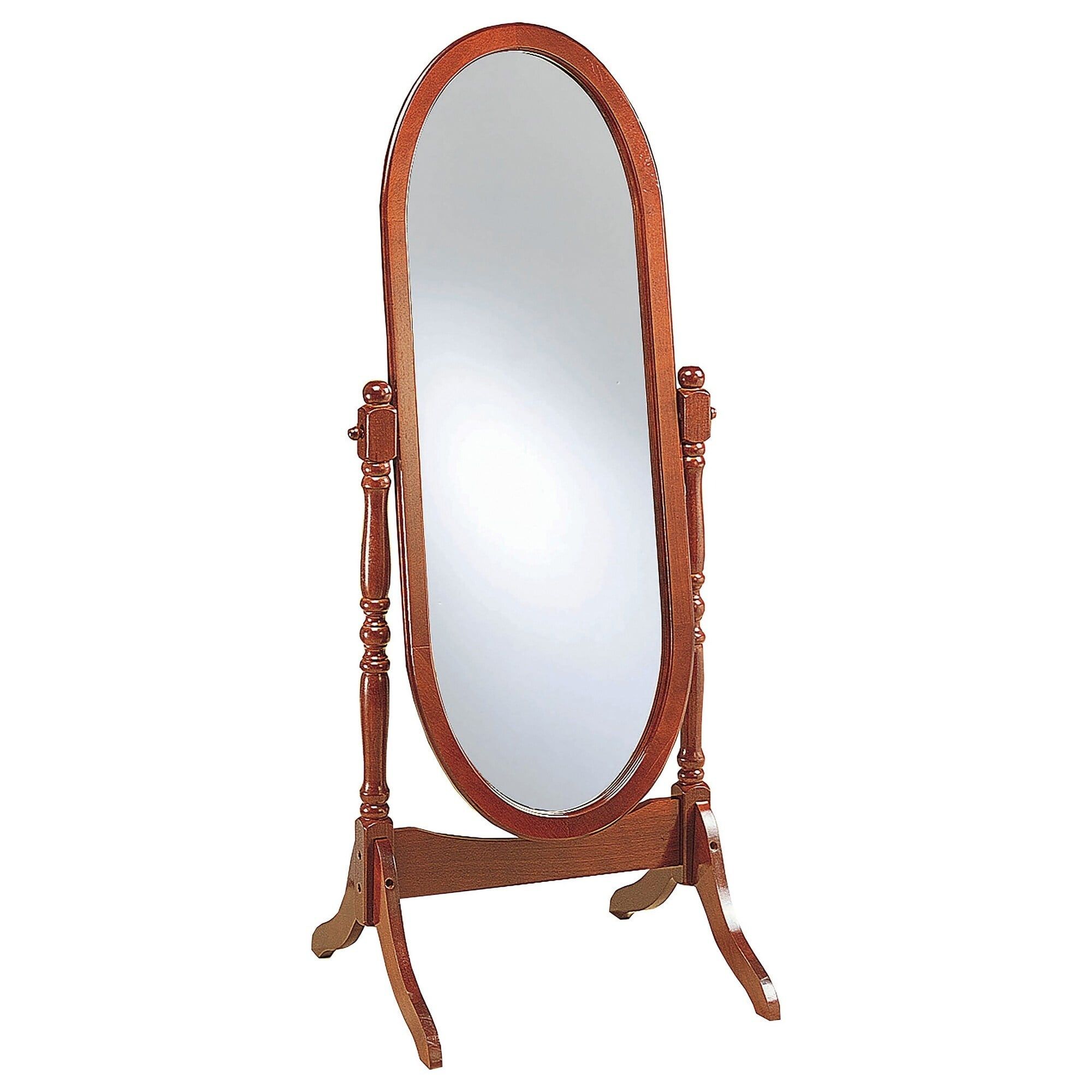 Elegant Full-Length Oval Wood Cheval Mirror with Arched Top