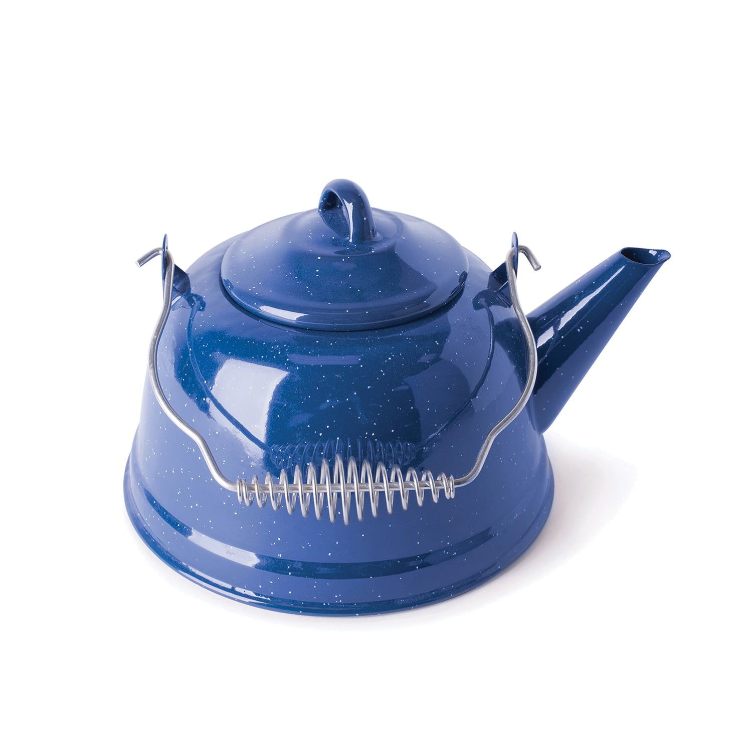 Blue Enamel 3-Quart Tea Kettle with Metal Handle