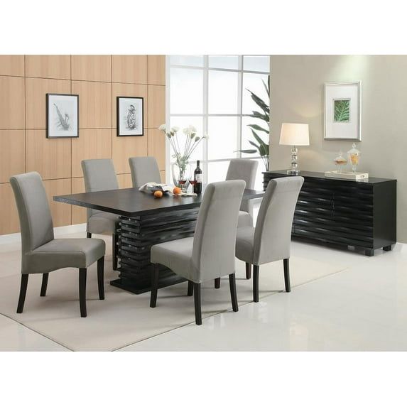 Stanton Black and Grey Rectangular Dining Set with 6 Chairs