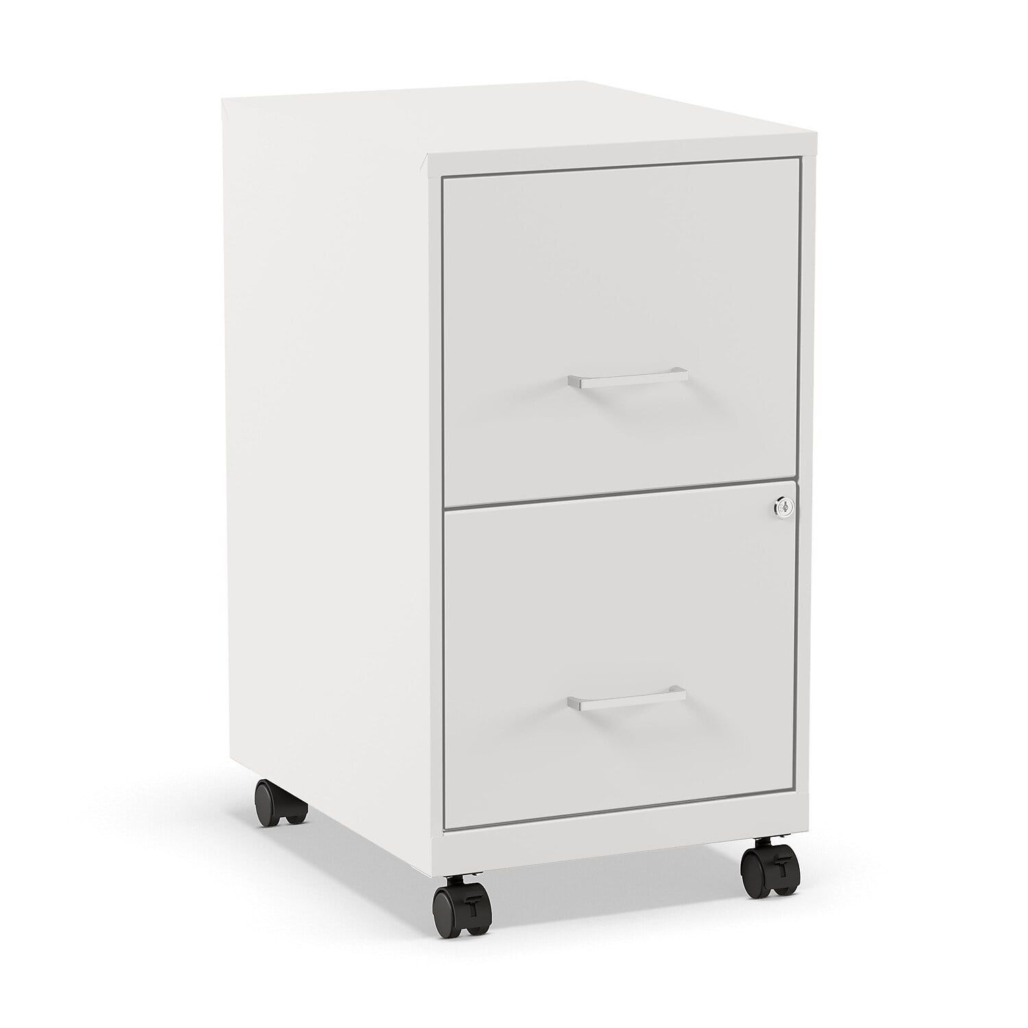 Pearl White 2-Drawer Lockable Vertical Mobile File Cabinet