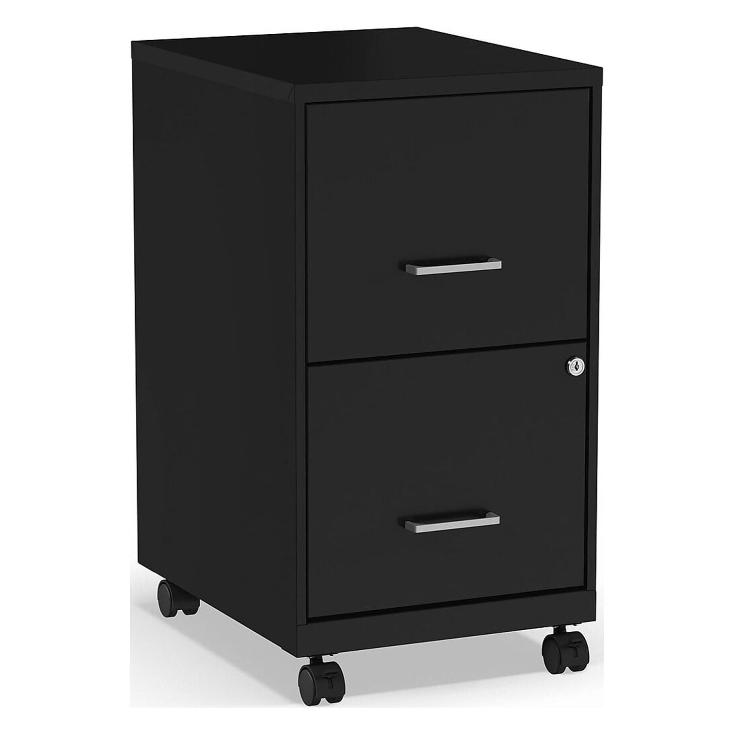 Black 2-Drawer Mobile Lockable Metal Filing Cabinet