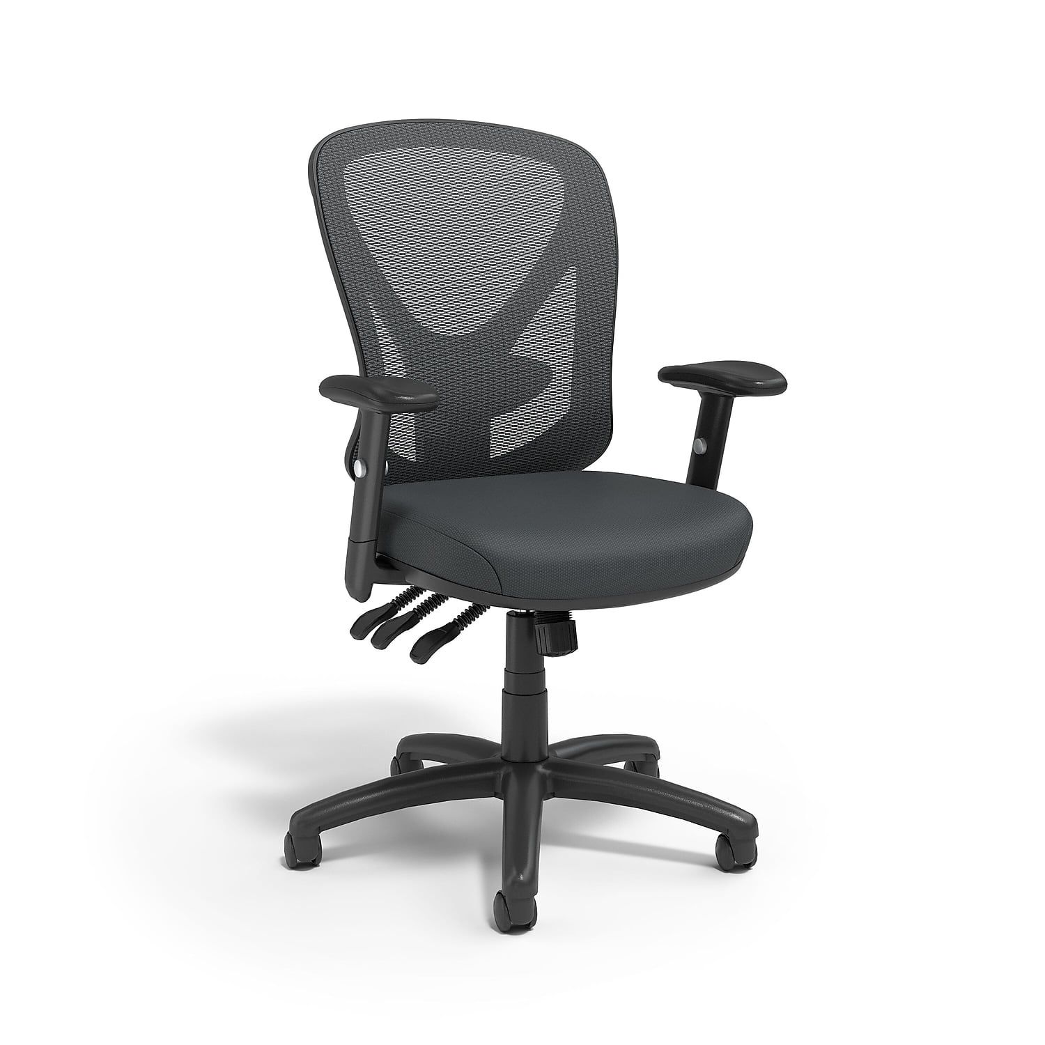 Black Mesh High-Back Swivel Office Chair with Adjustable Arms