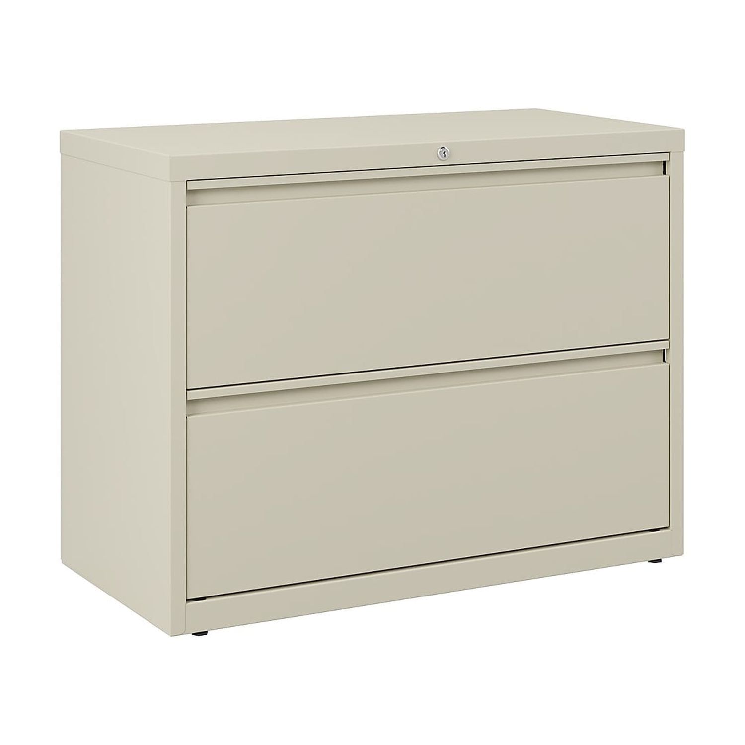 Beige Metal 2-Drawer Lockable Lateral Filing Cabinet