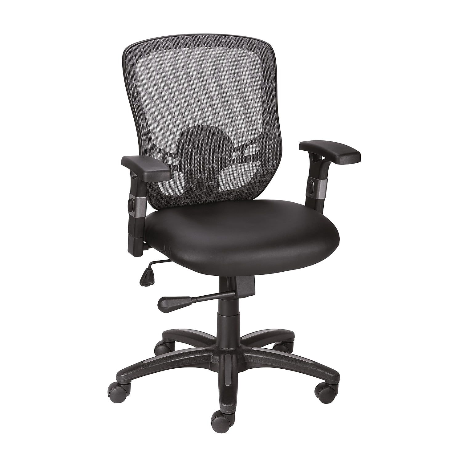 Luxura Adjustable Black Mesh and Faux Leather Office Task Chair