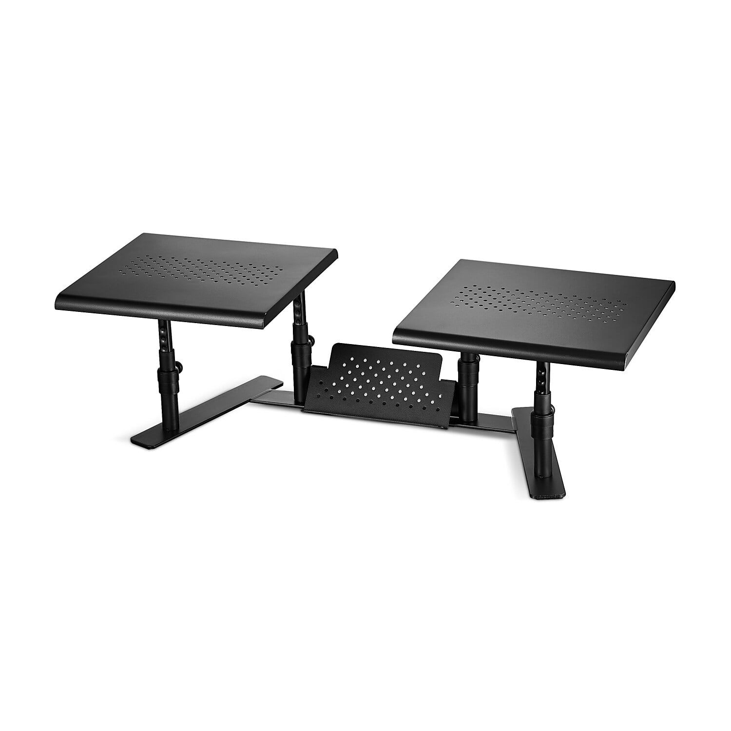 Classic Black Adjustable Dual Monitor Stand with Powder-Coated Steel