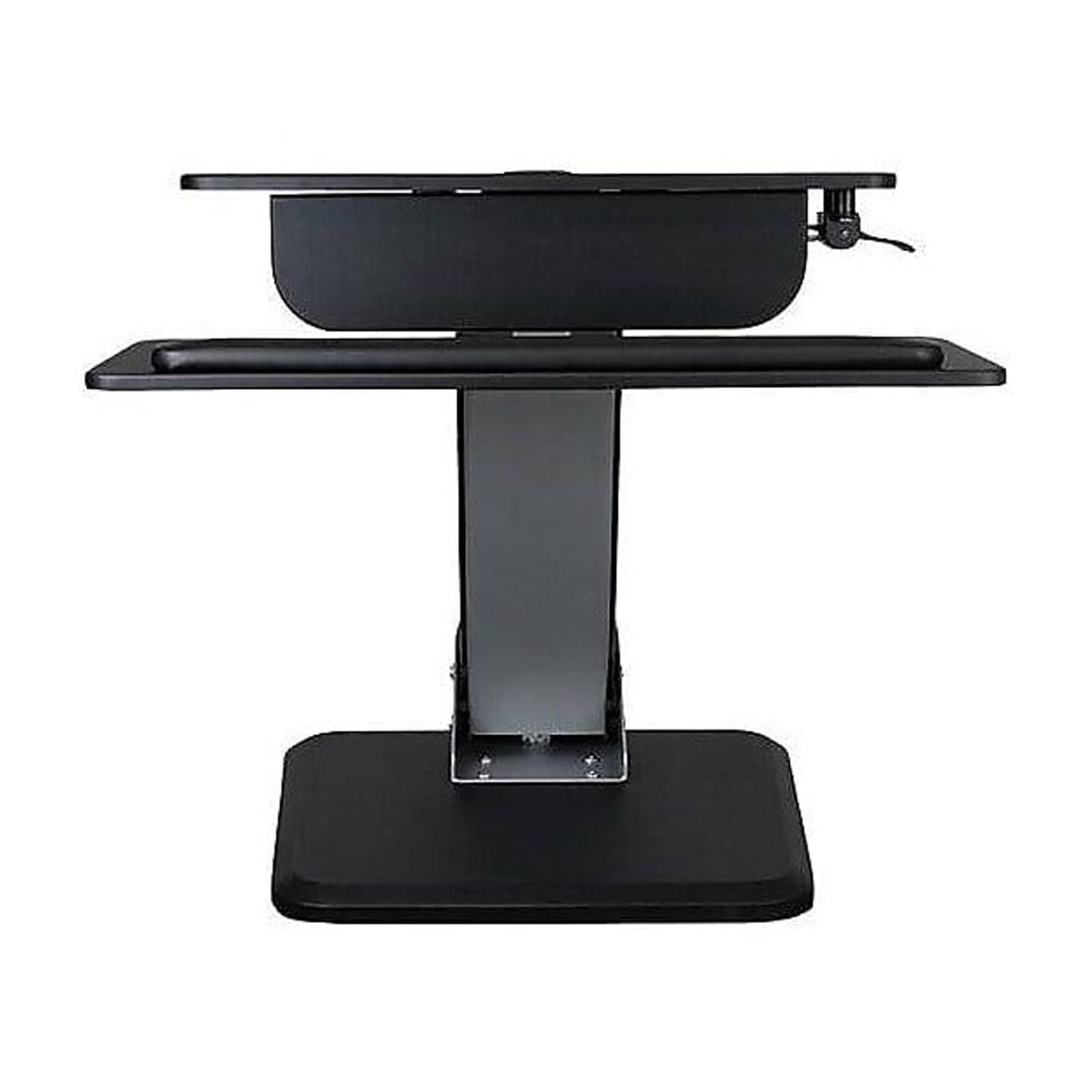 Black and Silver Adjustable Standing Desk Converter with Keyboard Tray