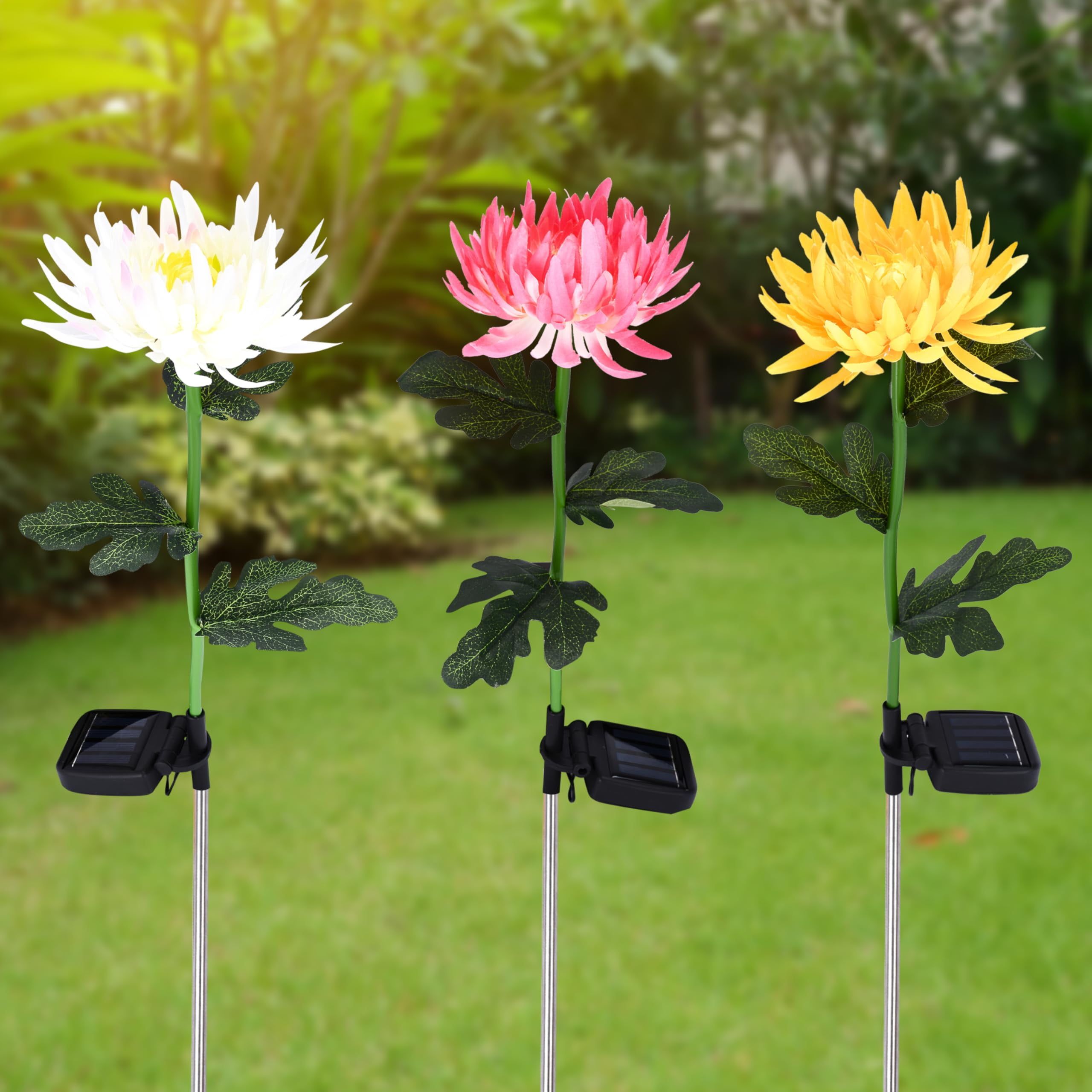 Solar-Powered Multicolor Flower Pathway Lights for Patios