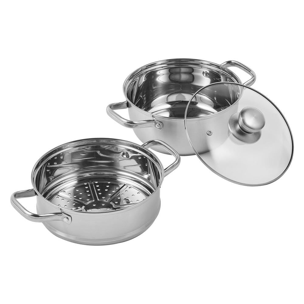 Stainless Steel 9.5'' Steamer Pot with Basket Insert