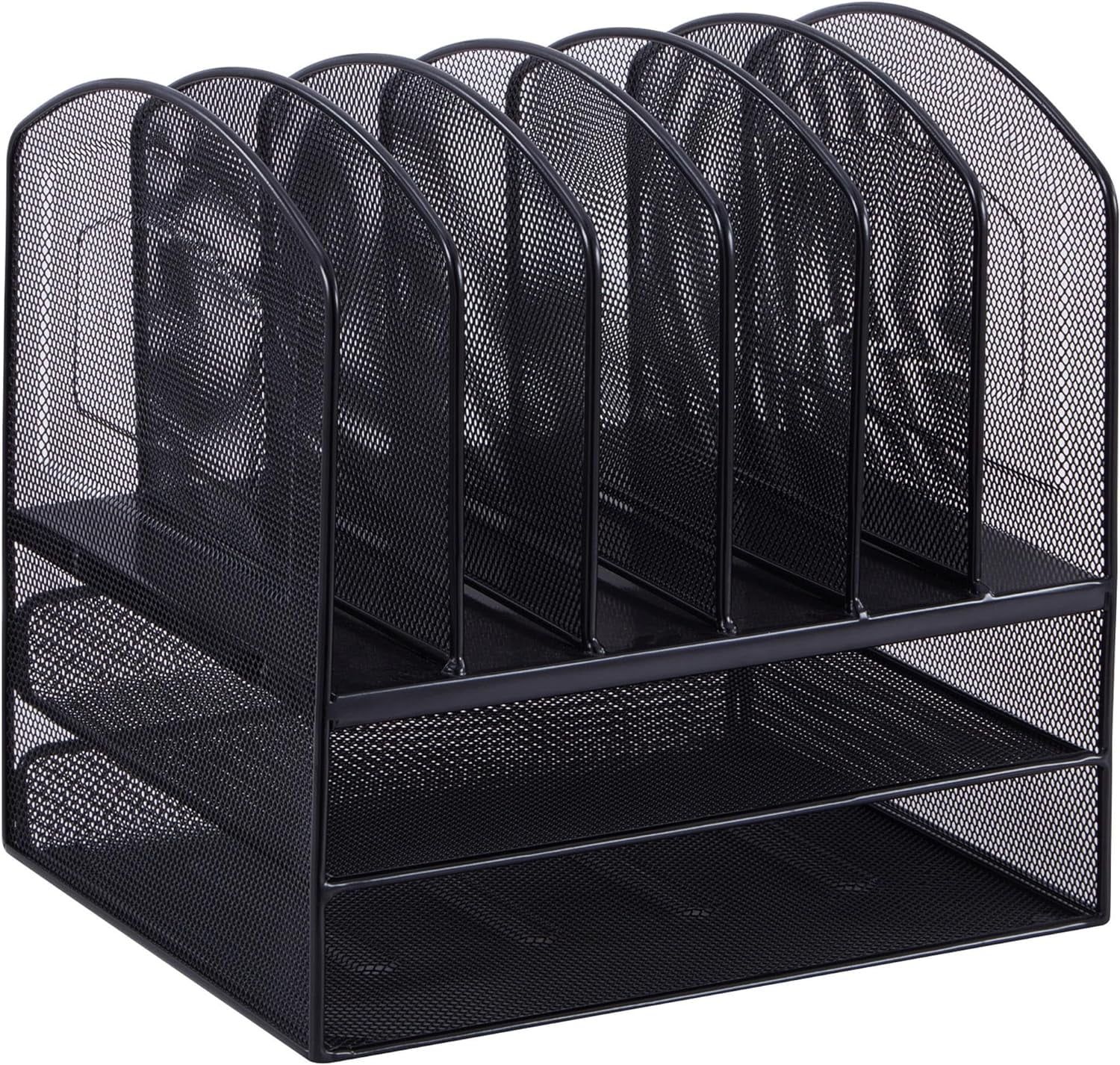 Black Steel Mesh Vertical and Horizontal Desk Organizer