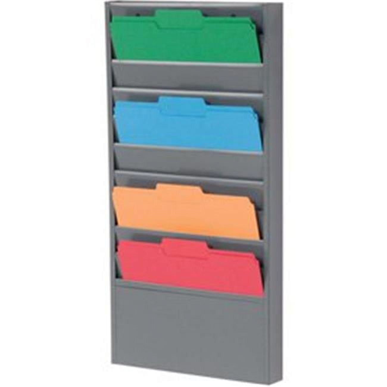 Gray Steel 10-Pocket Wall Mounted File Holder