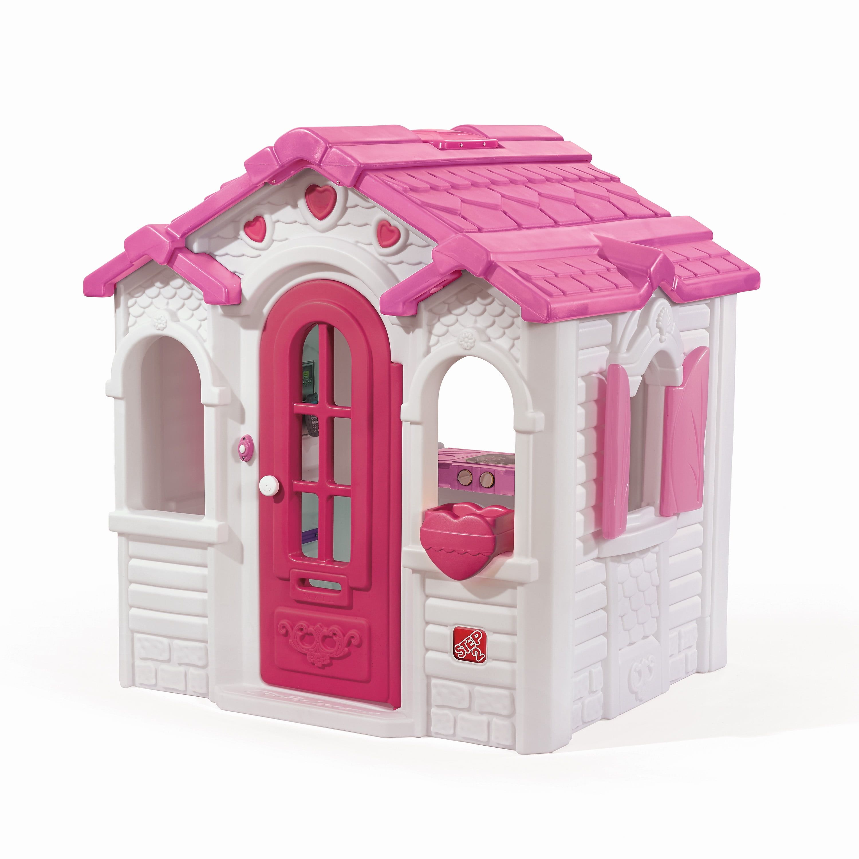 Sweetheart Pink and White Plastic Toddler Playhouse