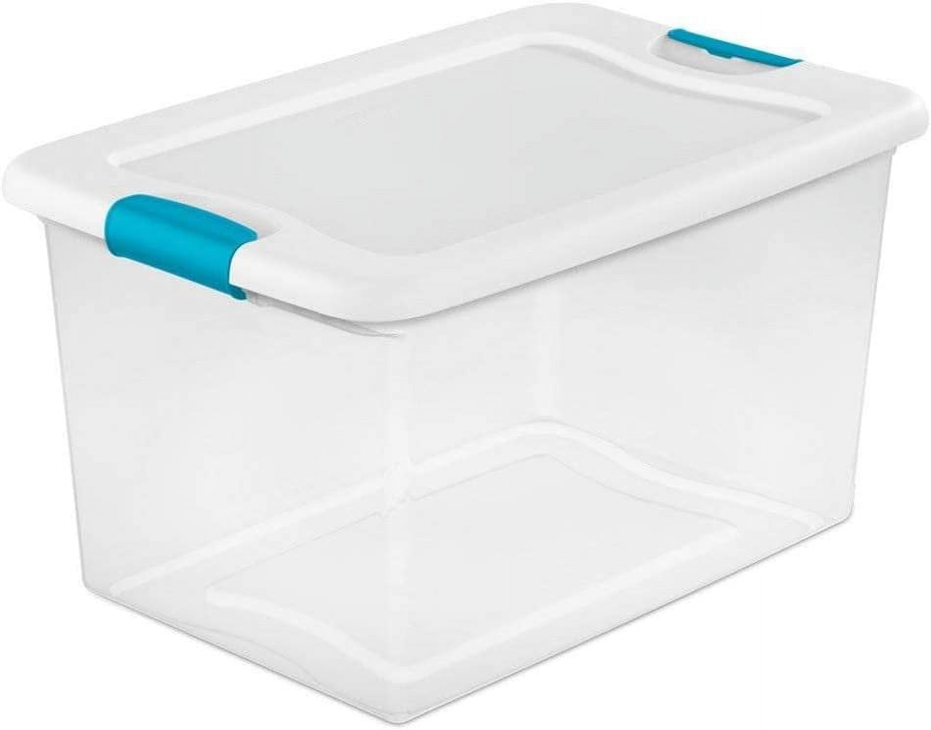 64QT Clear Plastic Storage Box with Blue Latches